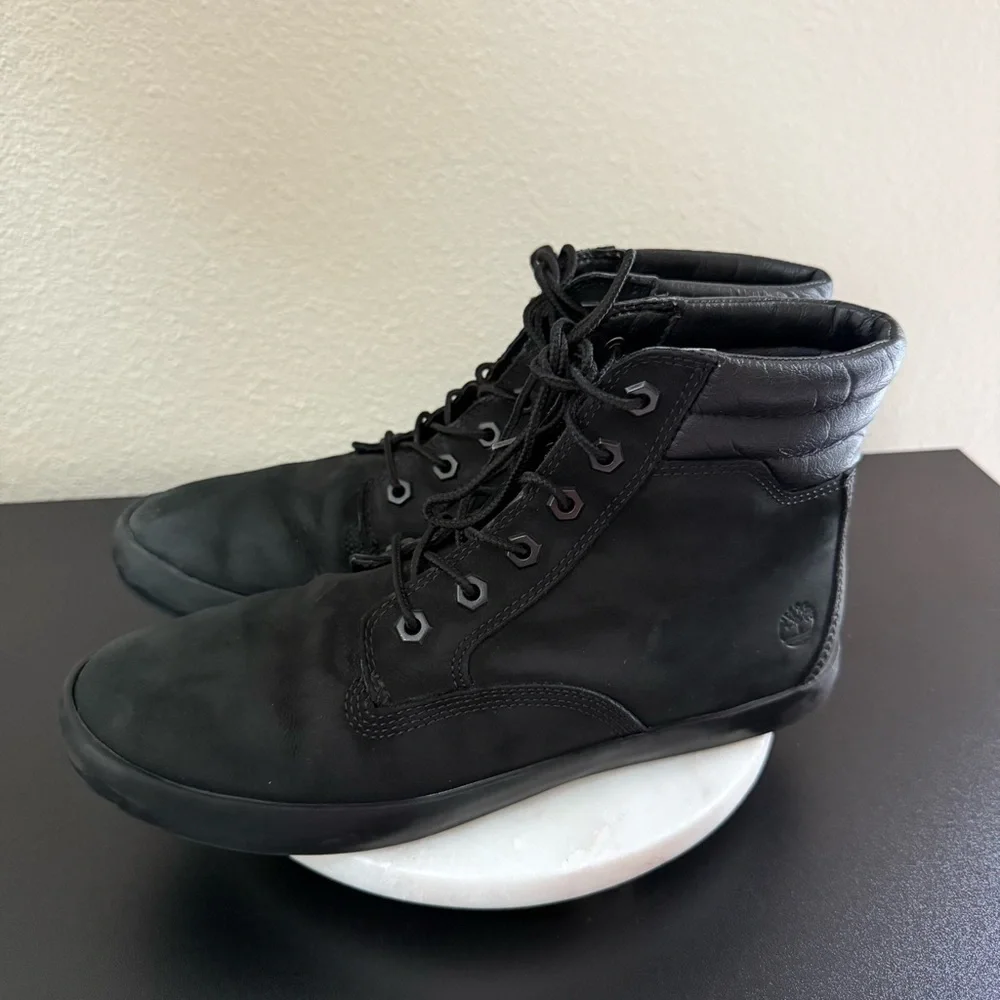 Timberland Black Nubuck Leather Dausette Sneaker Ankle Boots Sneakers Size 9.5 - Picture 2 of 10